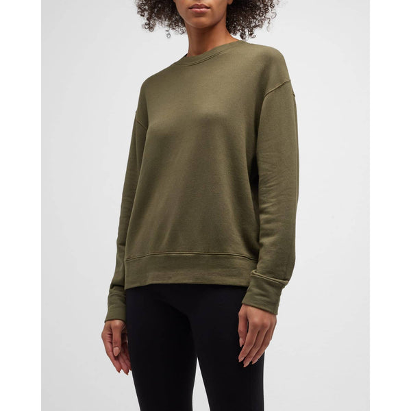 Monrow NWT Supersoft Fleece Boyfriend Pullover Sweatshirt Dusty Olive Size Small