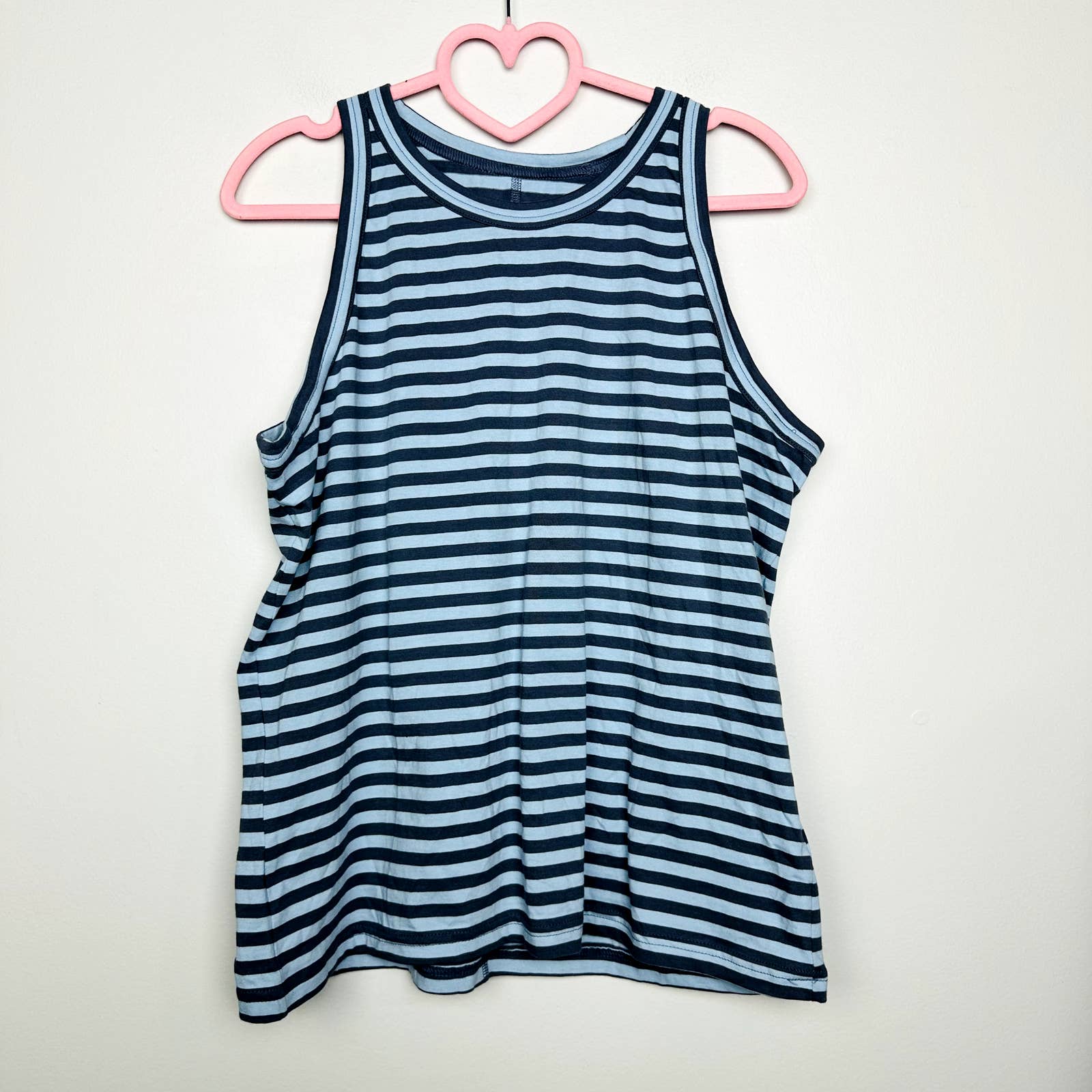 Everlane NWOT Organic Cotton Cutaway Striped Classic Tank Top Dark Blue Size XL