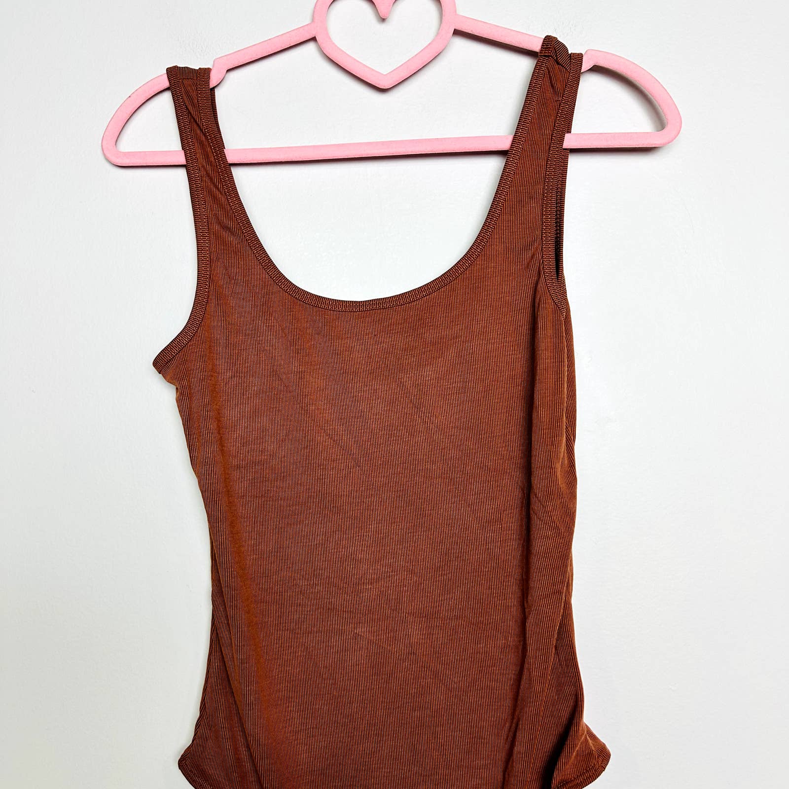 Lulu's NWT Style Serve Ribbed Scoop Neck Sleeveless Bodysuit Rust Orange Medium