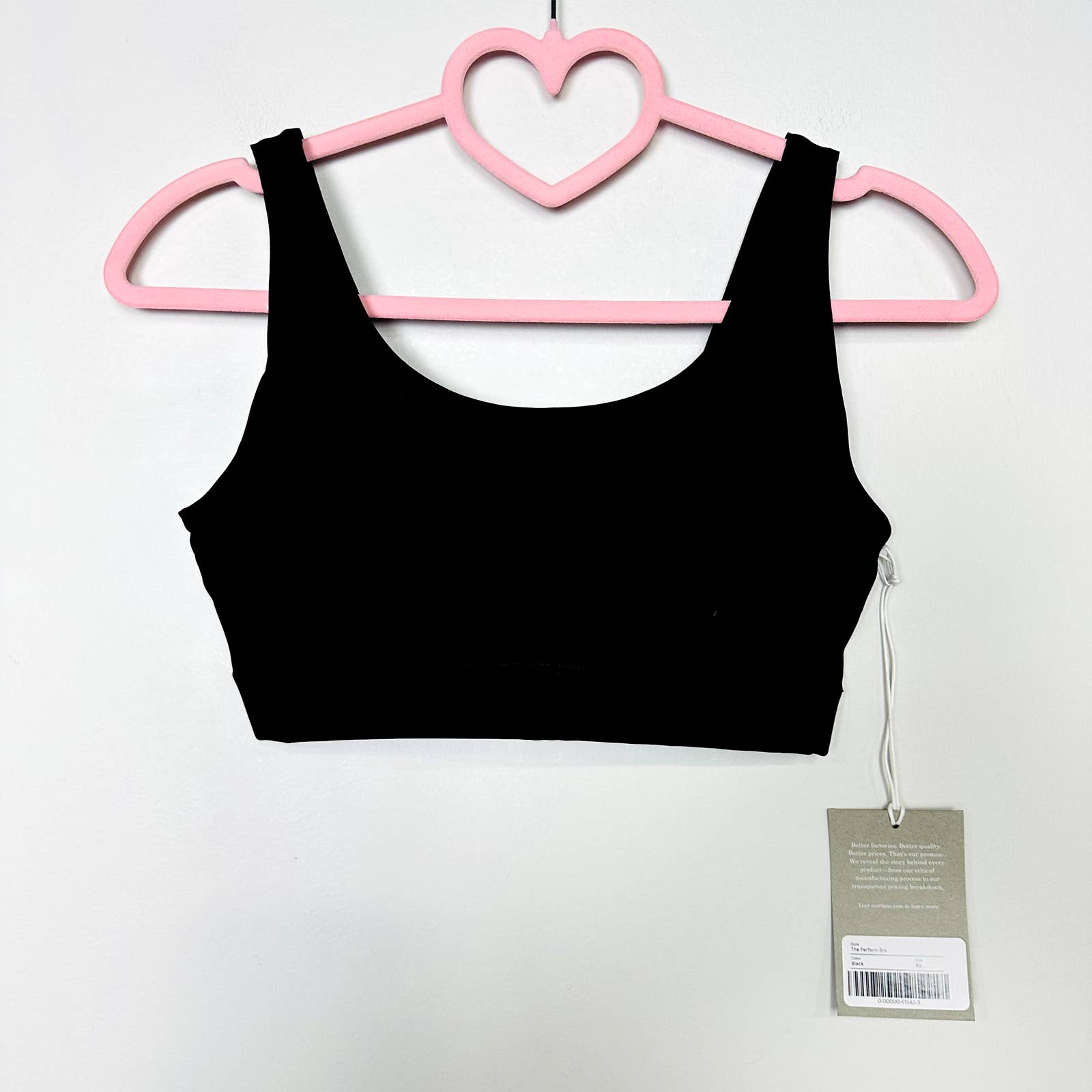 Everlane NWT Activewear The Perform Bra Workout Padded Sports Bra Black Size XS