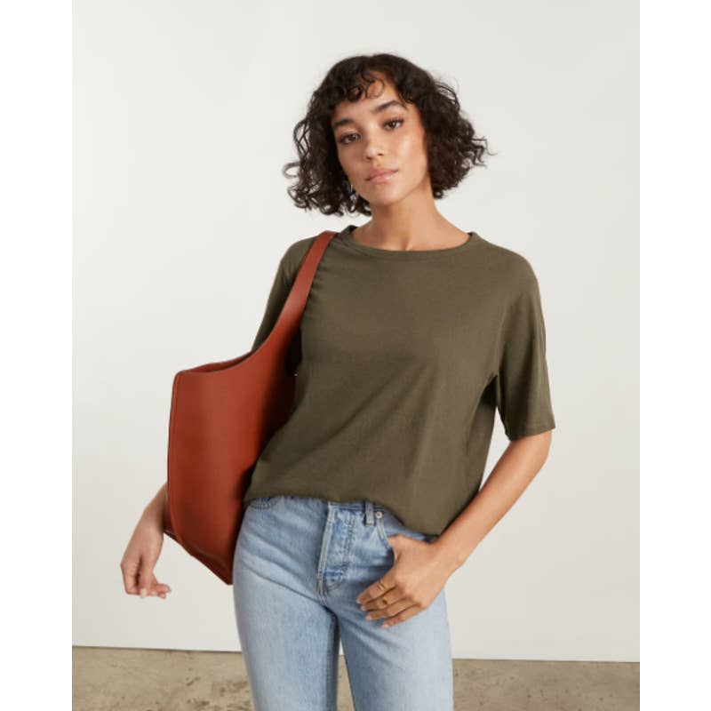 Everlane NWOT The Air Oversized Crew Neck Short Sleeves Casual Tee Olive Large