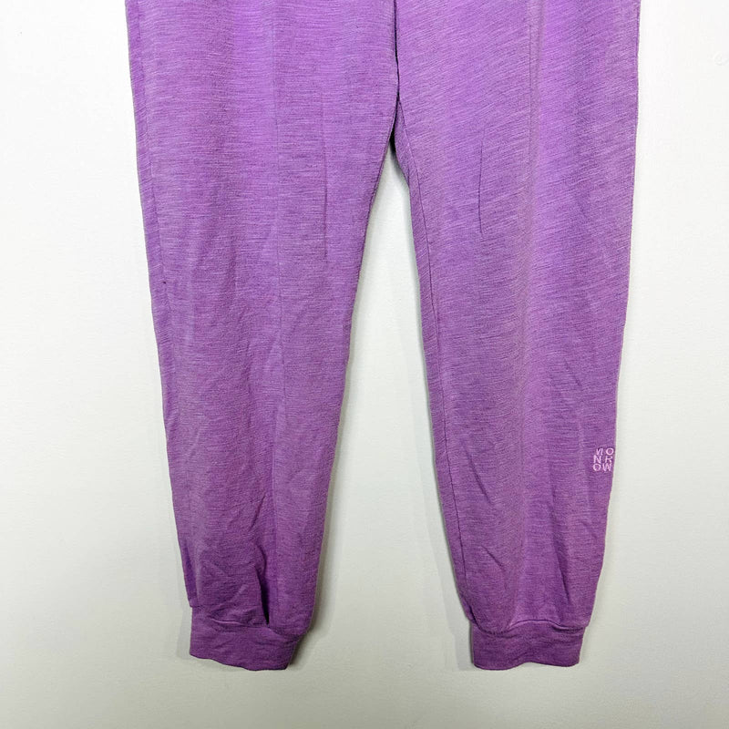 Monrow NWT Terry Cloth Embroidered Pull On Jogger Pants Heathered Purple Small