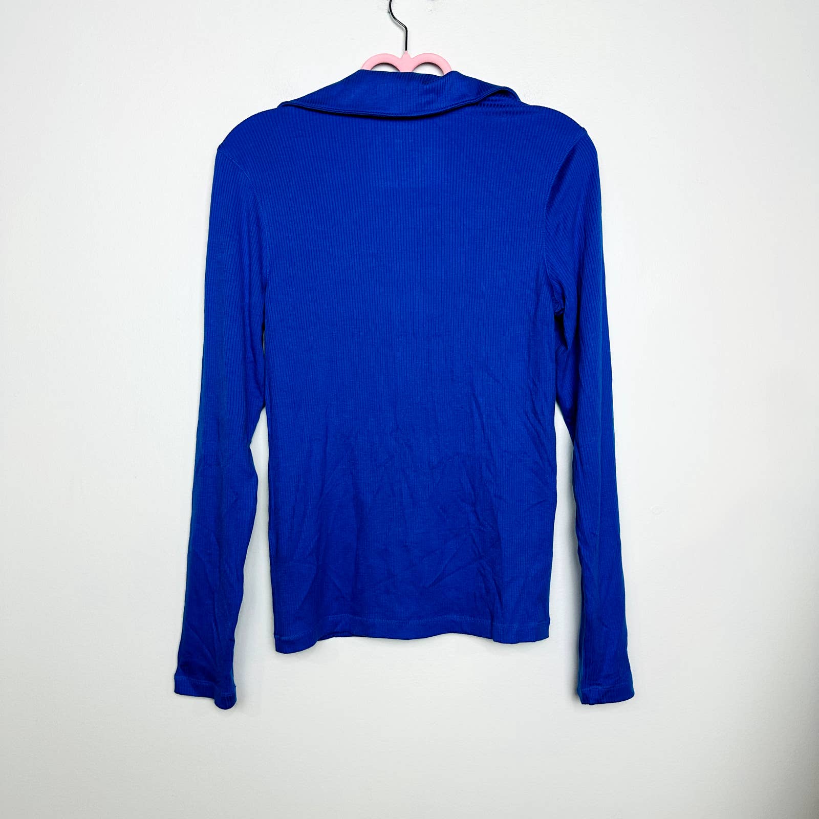 Everlane NWOT The Super Soft Quarter Zip Long Sleeve Polo Top Lapis Blue Medium
