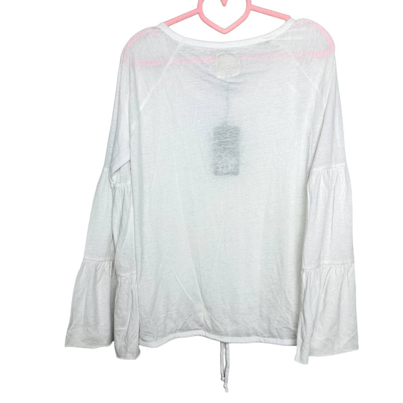 Chaser NWT Vintage Jersey Boatneck Bell Sleeve Drawstring Top White Size Medium
