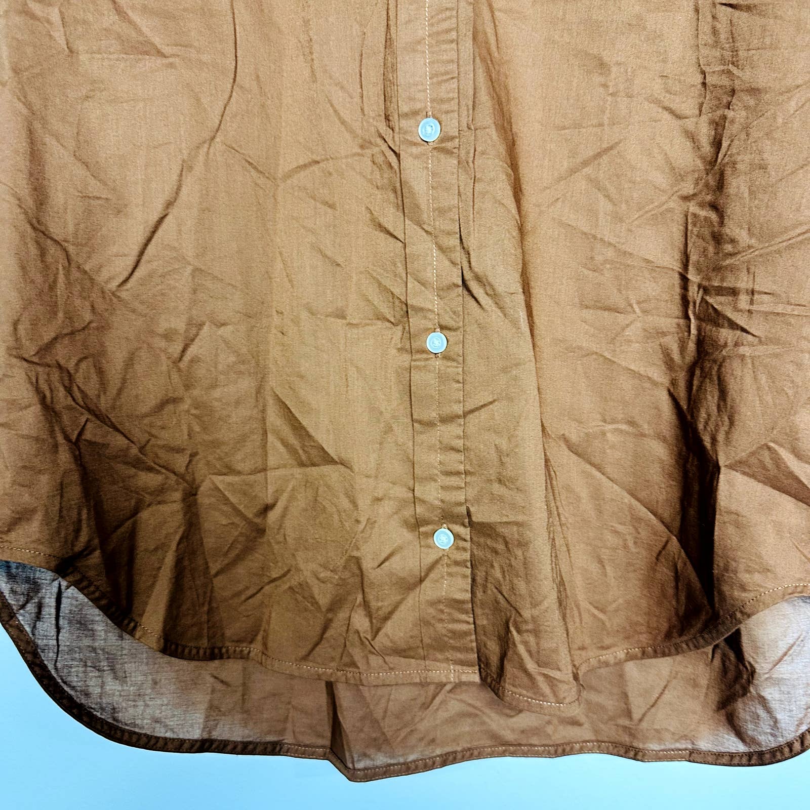 Everlane NWT The Collarless Air Button Down 3/4 Sleeve Shirt Tortoiseshell