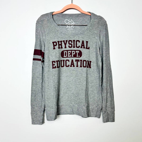 Chaser NWOT Physical Dept. Education Long Sleeve Pullover Top Gray Small