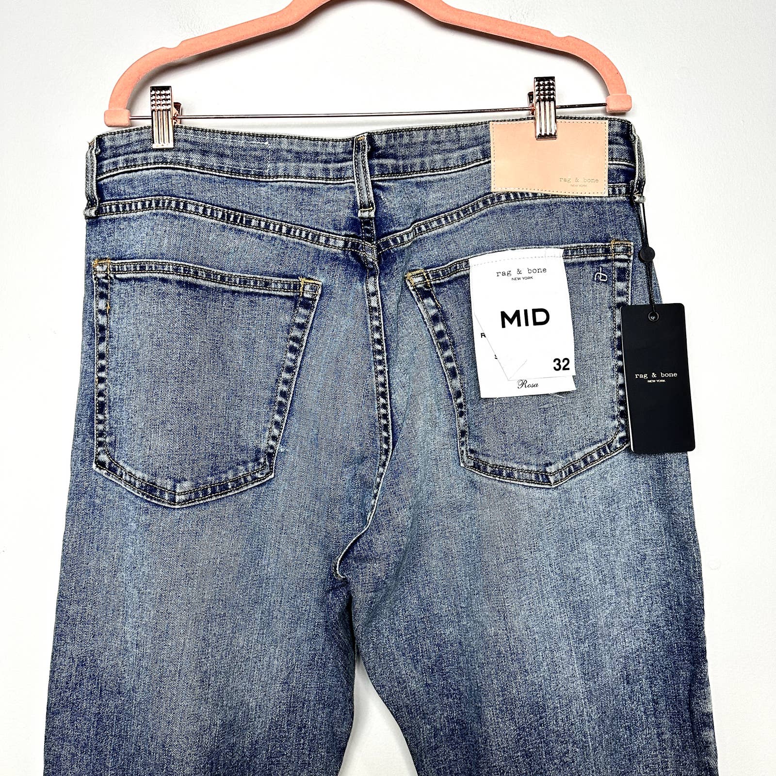 rag & bone NWT Rosa Mid-Rise Boyfriend Classic Ankle Denim Jeans Farrow Size 32