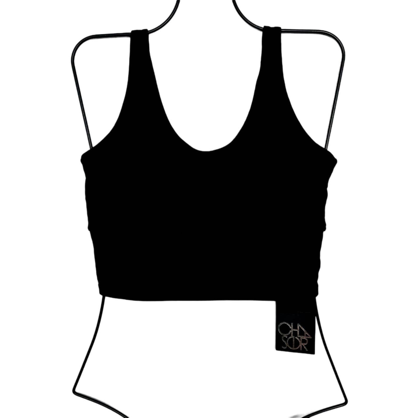 Chaser NWT Activewear Scoop Neck Strappy O Ring Cropped Top Black Size Medium