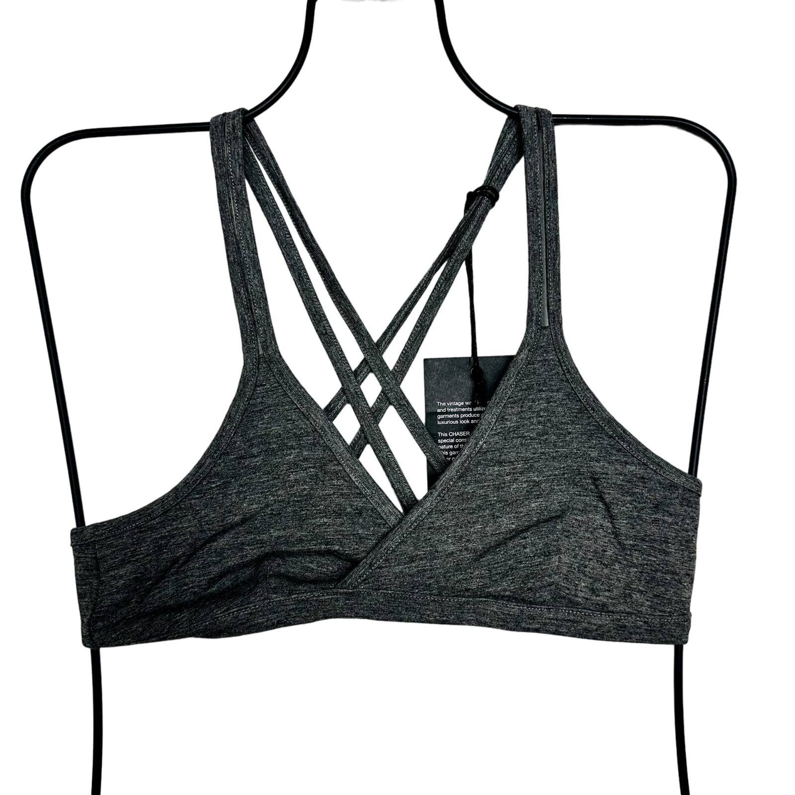 Chaser NWT  Active Criss Cross Strappy Unpadded Bralette Bra Gray Size Medium