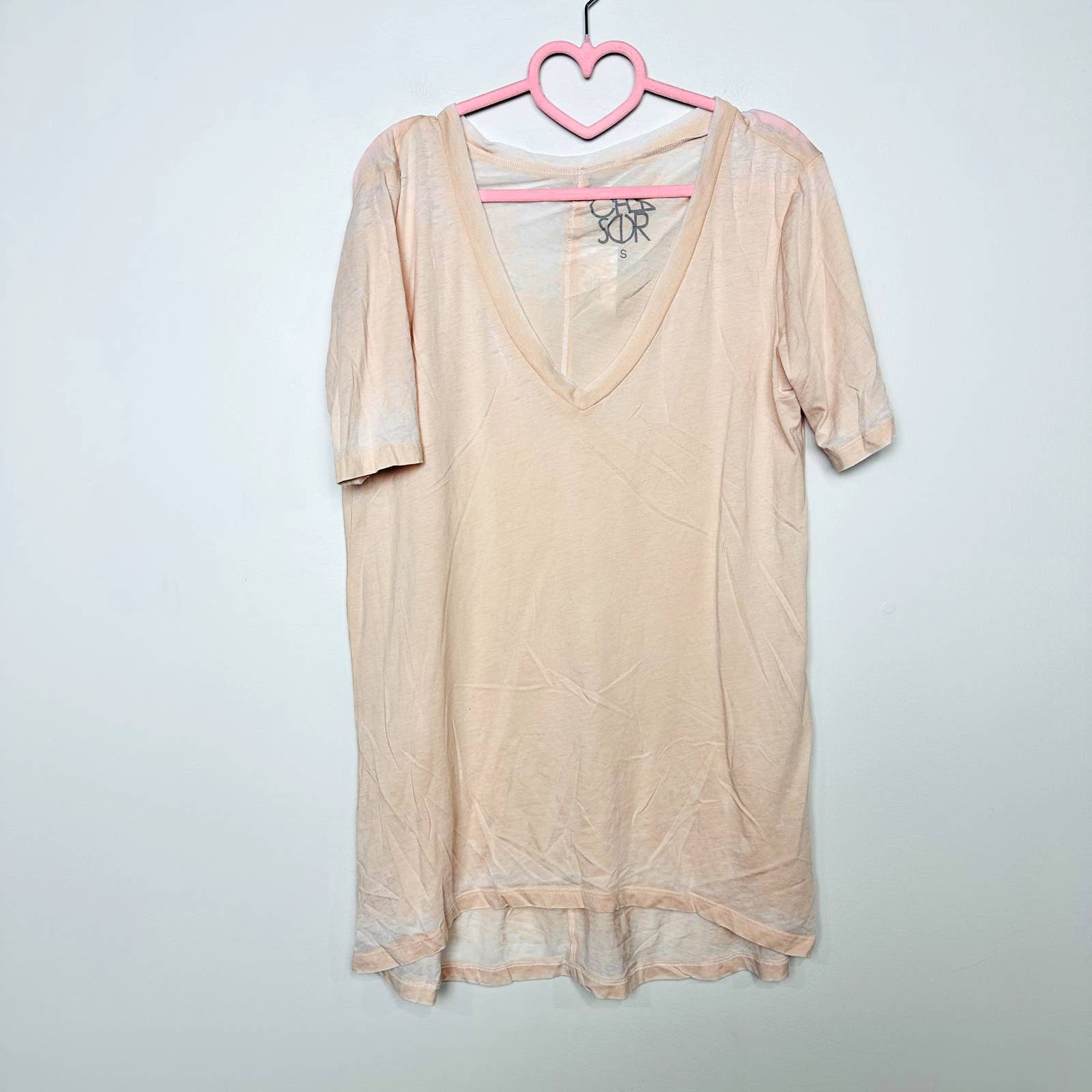 Chaser NWT Vintage Jersey VNeck Boyfriend Oversized Short Sleeve Tee Petal Small