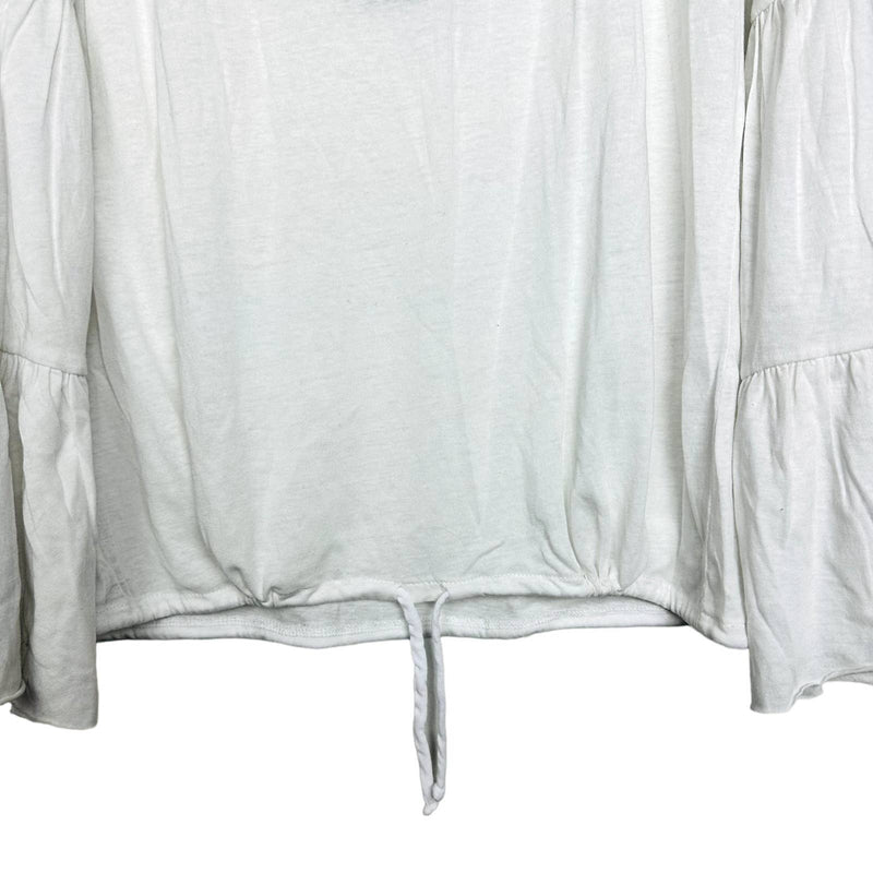 Chaser NWT Vintage Jersey Boatneck Bell Sleeve Drawstring Top White Size Medium