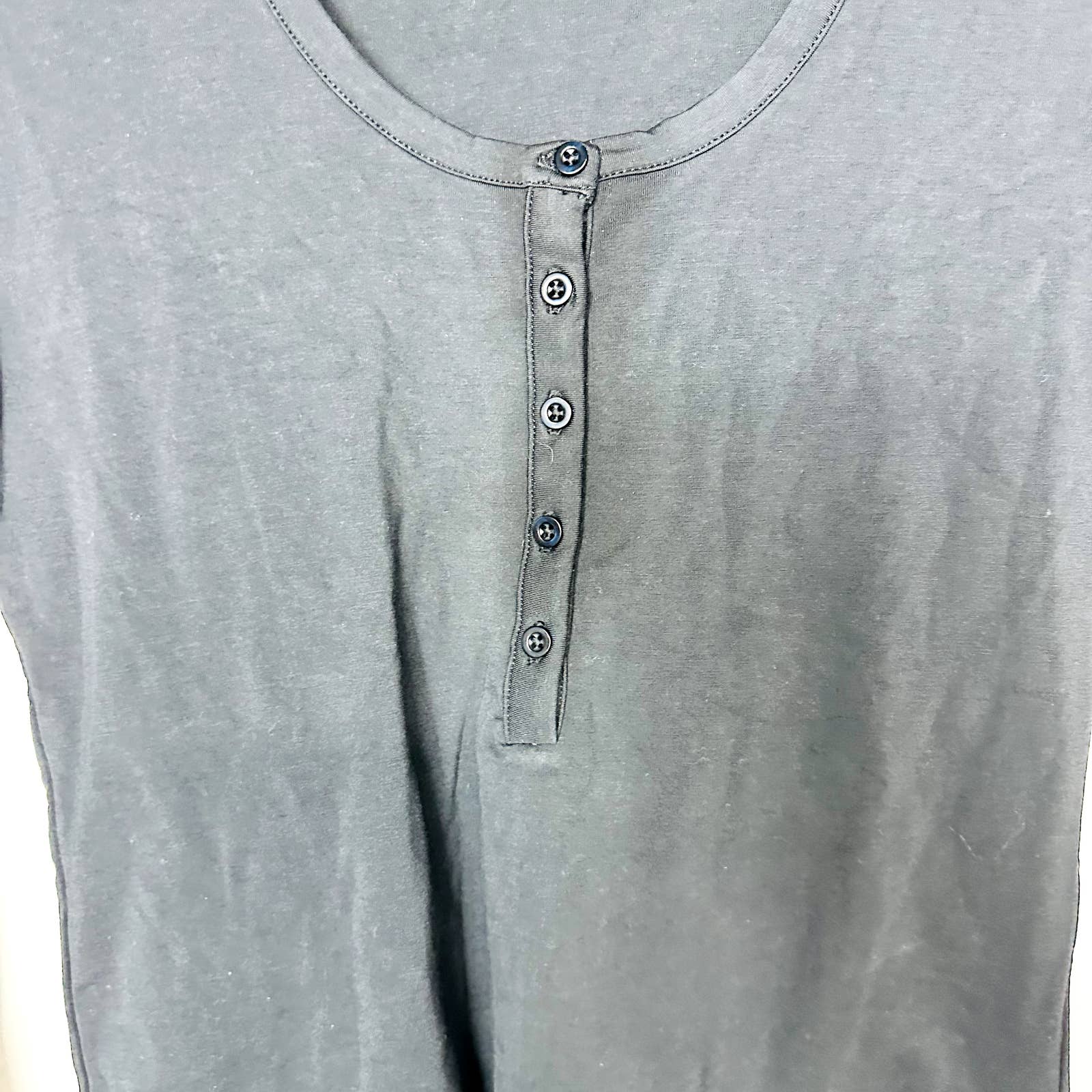 Everlane NWT The Cotton Scoop Neck Long Sleeve Henley Bodysuit Black Size Small