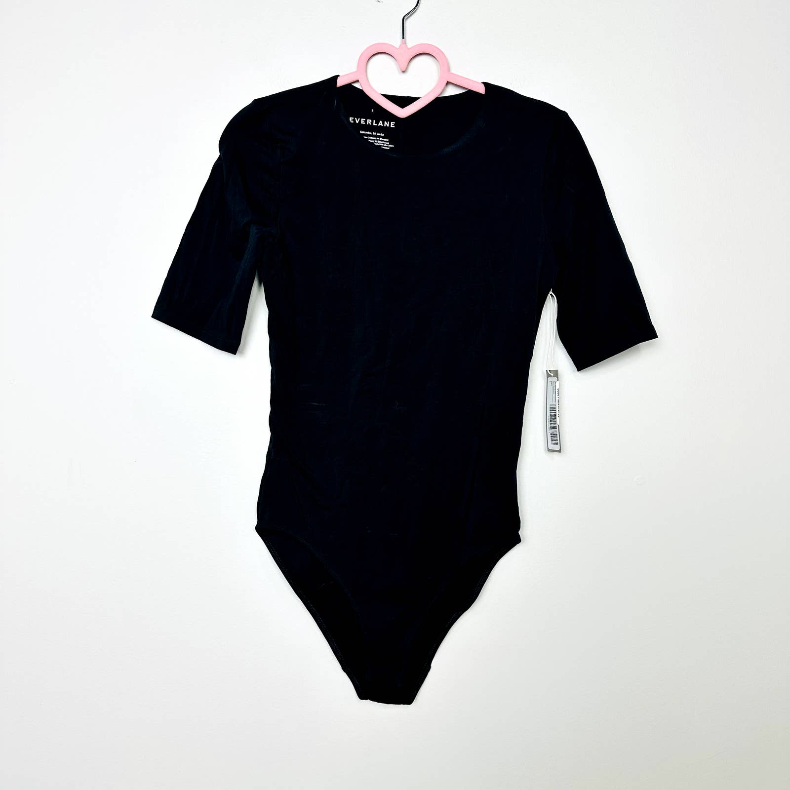 Everlane NWT The Short Sleeve Crew Neck Supima Cotton Bodysuit Black Size Small