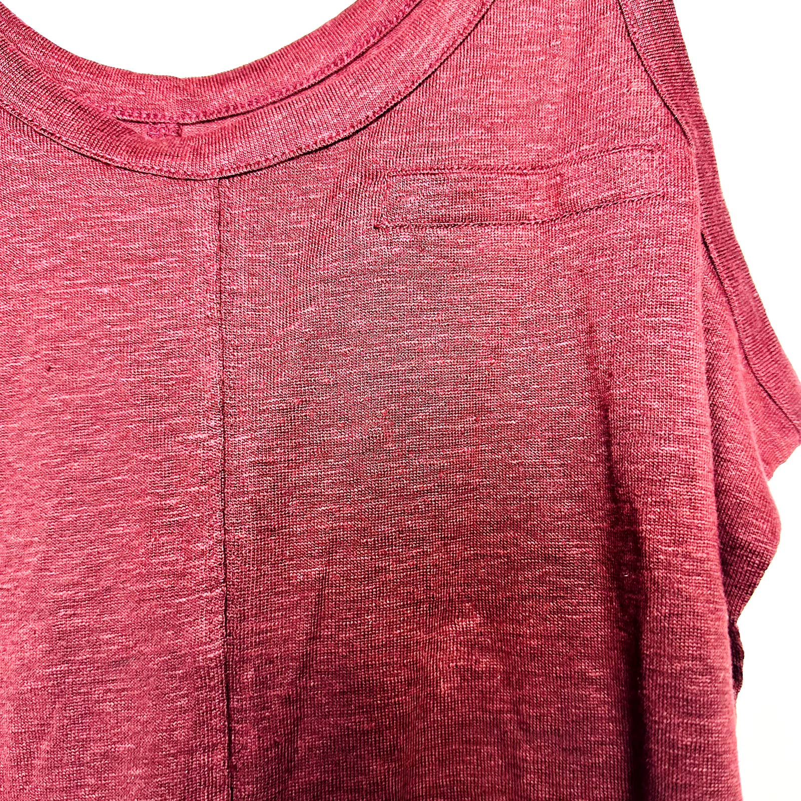 Chaser NWT Double Scoop Neck Linen Blend Sleeveless Tank Top Maroon Size Small