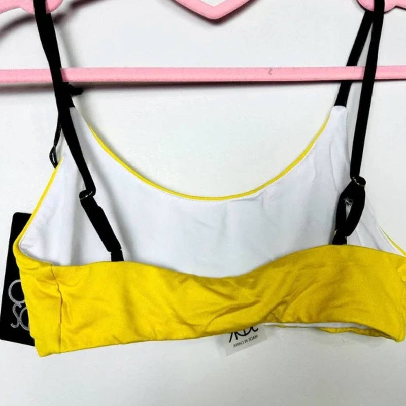 Chaser NWT Love Track Racing Underwired Beach Bikini Top Yellow Sz Medium