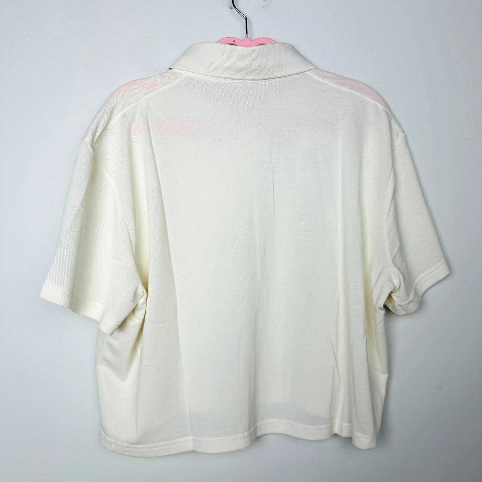 Outdoor Voices NWT Birdie Cropped Top Polo Shirt Milk Stone Size XXL