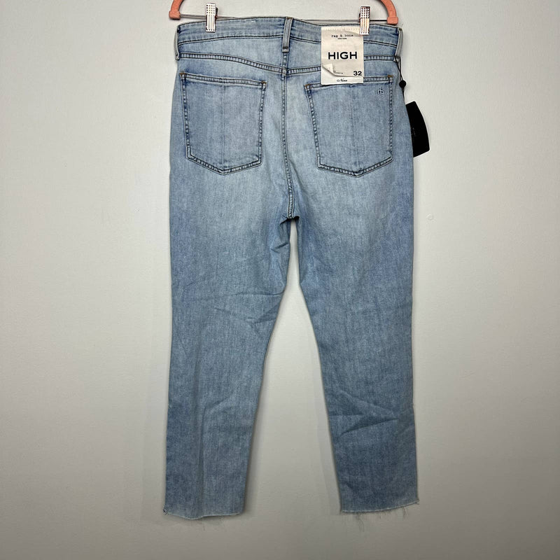rag & bone NWT Nina High Rise Ankle Cigarette Denim Jeans Jade W/ Holes Size 32