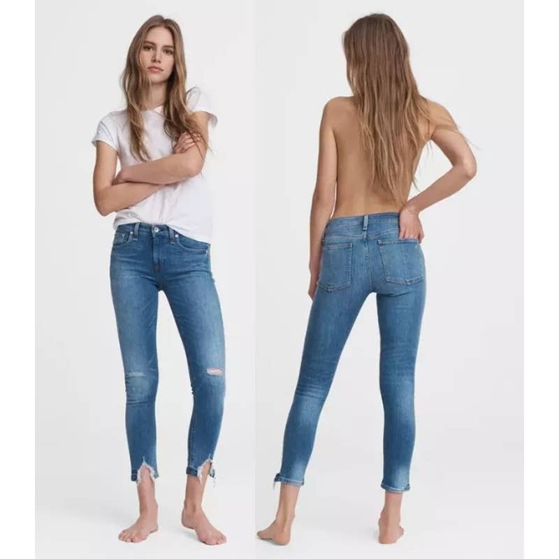 rag & bone NWT Cate Mid-Rise Ankle Skinny Distressed Denim Jeans Haze Daze Sz 29