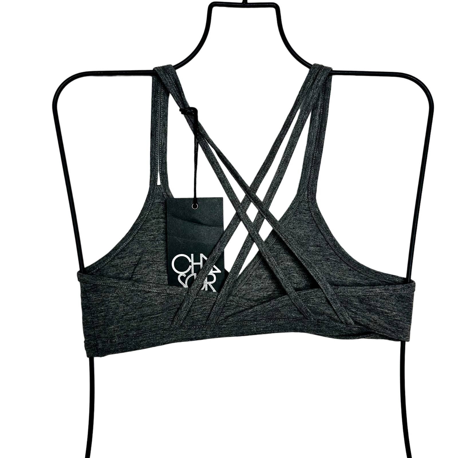 Chaser NWT  Active Criss Cross Strappy Unpadded Bralette Bra Gray Size Medium