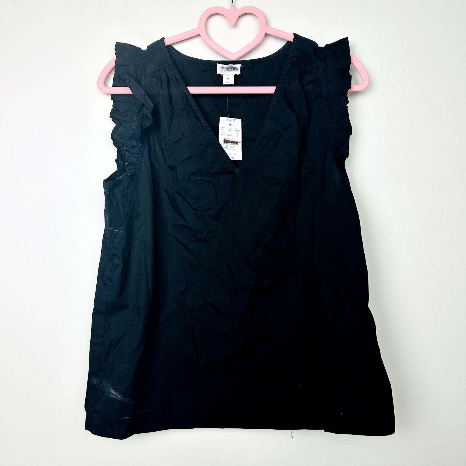 J. Crew Factory NWT Black Sleeveless V-Neck Ruffle Top Size Small