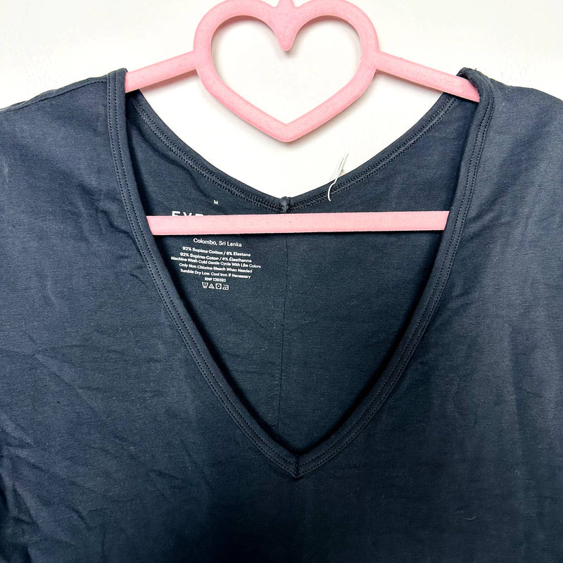 Everlane NWT The V-Neck Cap Sleeve Supima Cotton Ballet Bodysuit Black Sz Medium