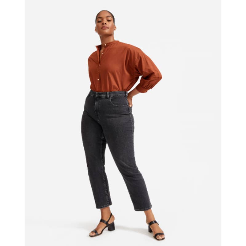 Everlane NWT The Collarless Air Button Down 3/4 Sleeve Shirt Tortoiseshell