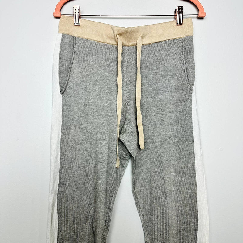 Monrow NWT White Stripes Drawstring Pull-On Jogger Pants Heather Gray Sz Medium