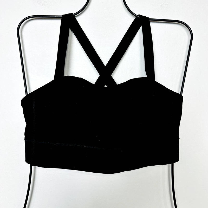 Everlane NWT The Perform Cropped Criss Cross Strap Activewear Top Black Medium