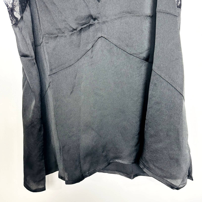 Lulus NWT Forever Flirty Lace V-Neck Sleeveless Satin Cami Top Black