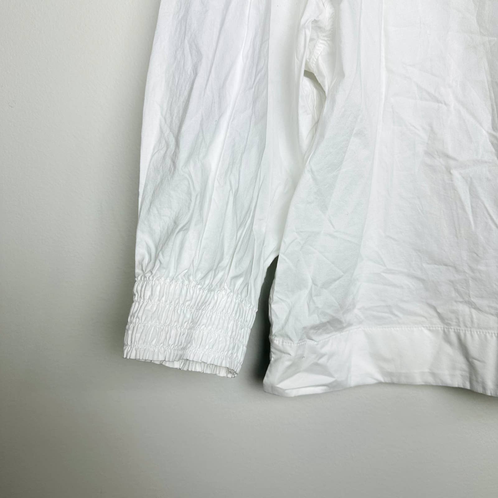 Everlane NWT The Funnel Neck Smock Classic Button Back Top Blouse White Sz Large
