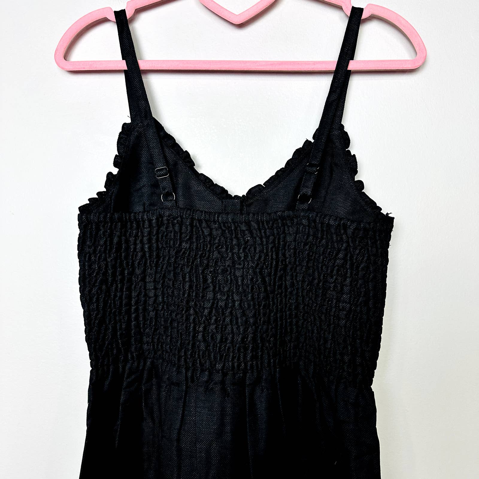 Chaser NWT Button Front Spaghetti Straps Smocked Back Dress Black Size Small