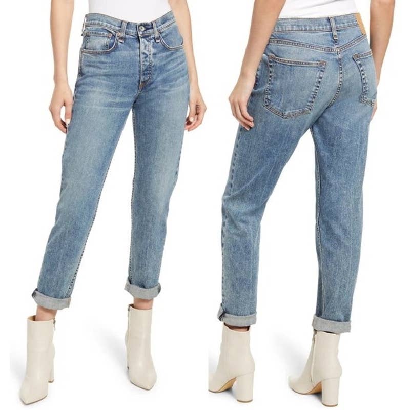 rag & bone NWT Rosa Mid-Rise Boyfriend Classic Ankle Denim Jeans Farrow Size 32