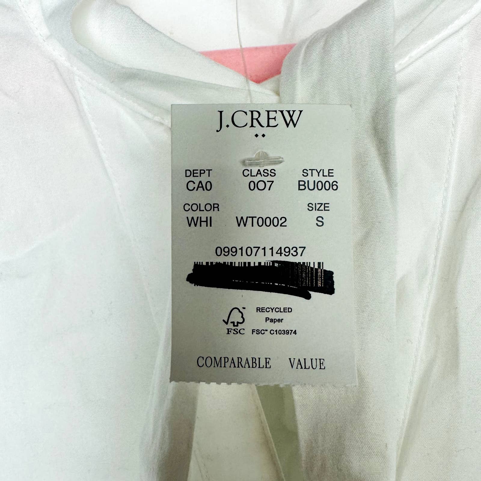 J. Crew Factory NWT White Blouse Bow Tie-Neck Long Sleeve Small
