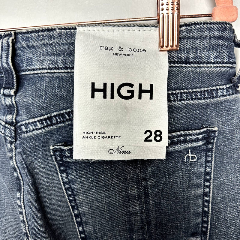rag & bone NWT Nina High-Rise Slim Fit Cigarette Ankle Denim Jeans Ziggy Size 28