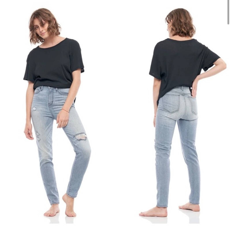Free People X Sandrine Rose NWT Mid-Rise Skinny Distressed Jeans Blue Size 25