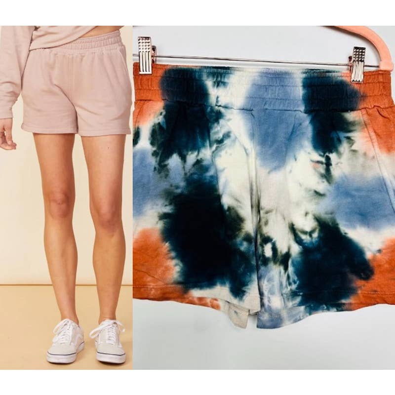 Monrow NWT Coral Reef Tie Dye Ex-Boyfriend Sporty Sweatshort Faded Black Small