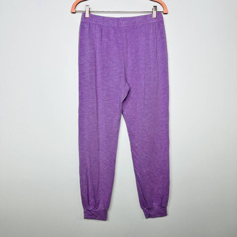 Monrow NWT Terry Cloth Embroidered Pull On Jogger Pants Heathered Purple Small