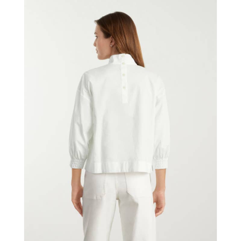 Everlane NWT The Funnel Neck Smock Classic Button Back Top Blouse White Sz Large