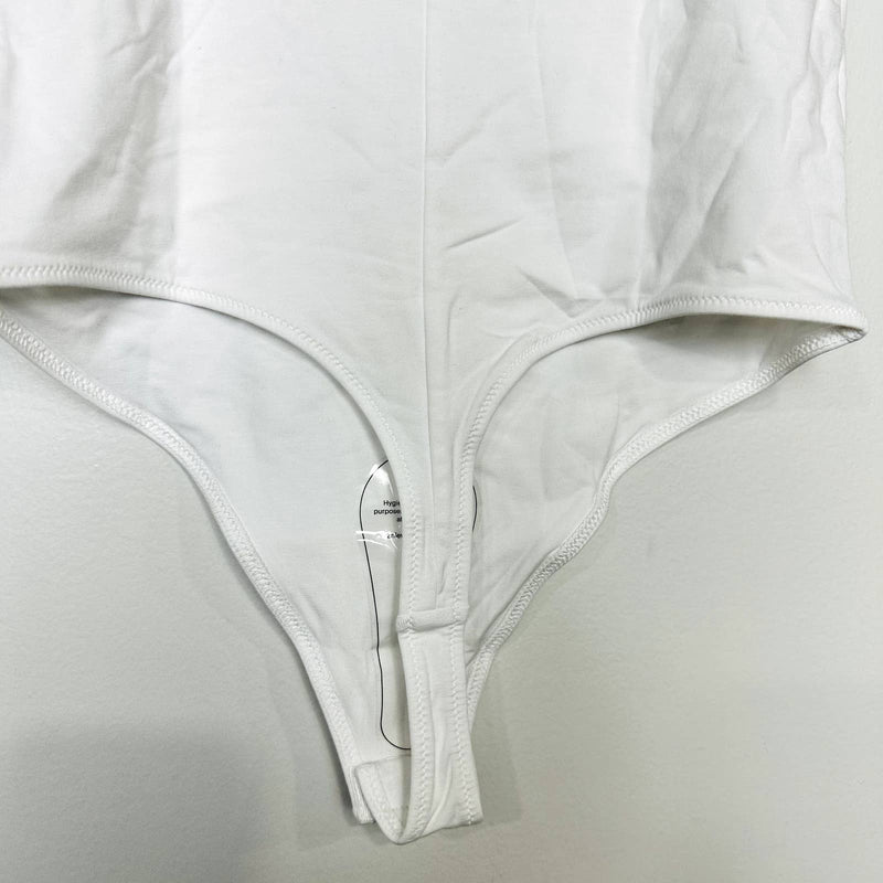 Everlane NWT Cotton Blend Cami Ribbed Knit Thong Tank Bodysuit White Size Small