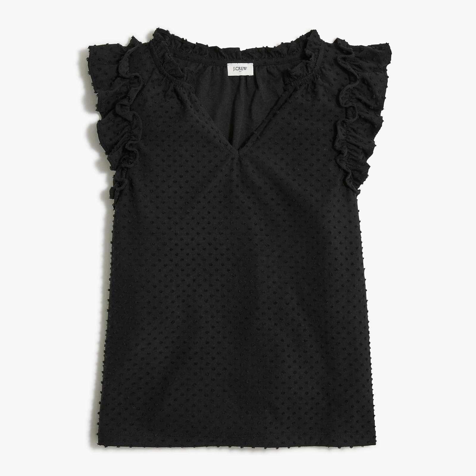 J. Crew Factory NWT Black Ruffle Sleeve Clip Dot Top Size Medium