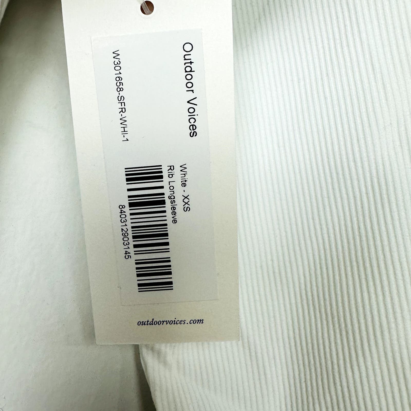 Outdoor Voices NWT Rib Longsleeve Fitted White Size XXS