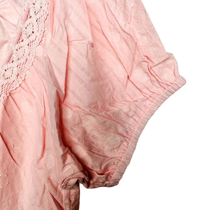 Lulus NWT So Darling Dotted Short Sleeve Tiered Boho A-Line Mini Dress Blush