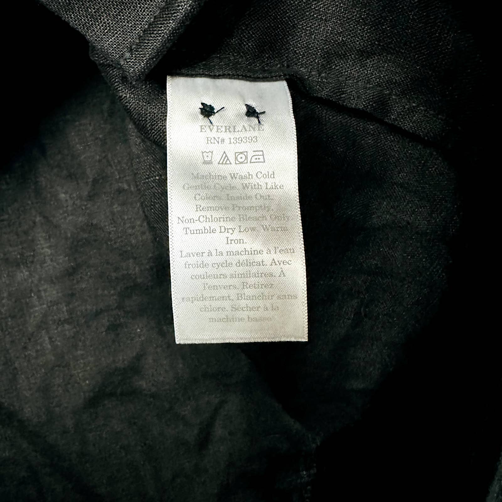 Everlane NWT The Linen Relaxed Button Down Long Sleeve Classic Shirt Black Sz 2
