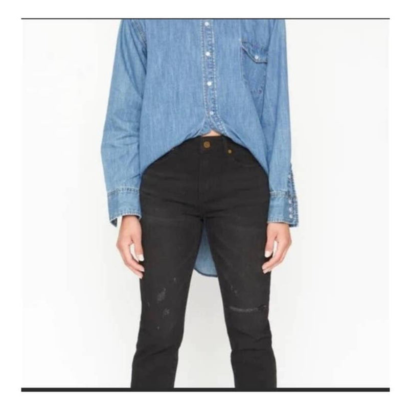 Free People X Sandrine Rose NWT Distressed Mid-Rise Skinny Jeans Rock Size 28