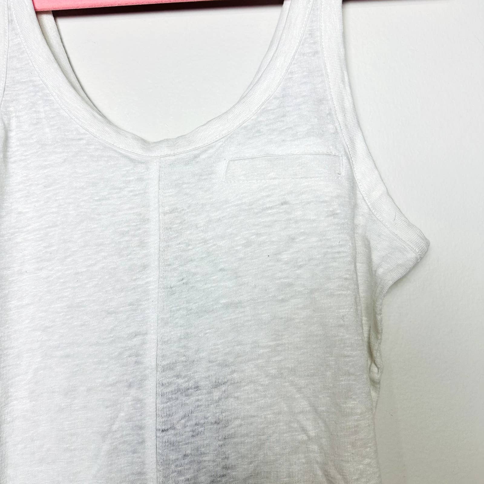 Chaser NWT Double Scoop Neck Linen Blend Sleeveless Tank Top White Size Small