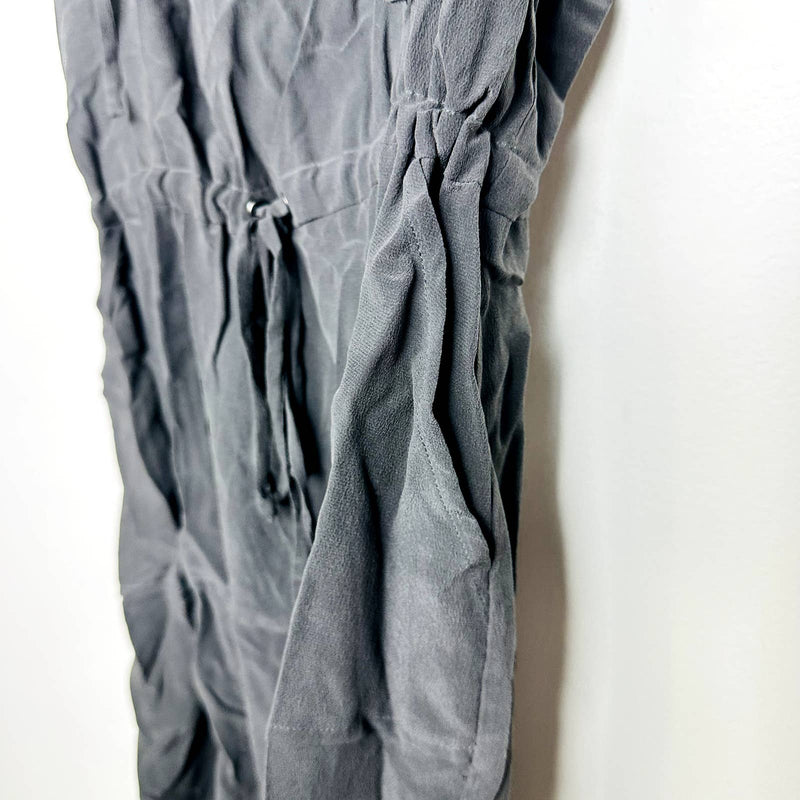 Chaser NWOT Spaghetti Straps Tie Front Drawstring Waist Mini Dress Gray Medium