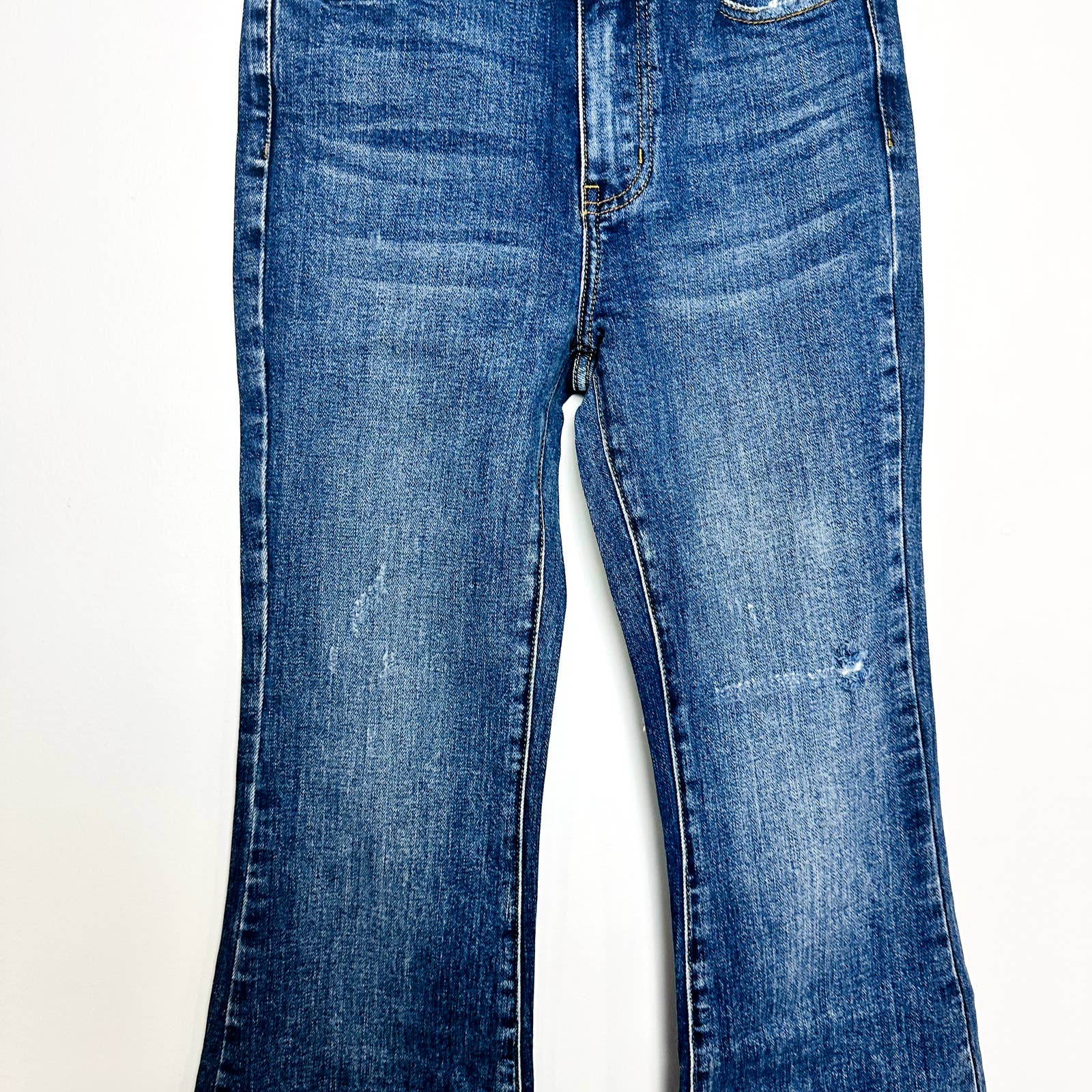 Free People X Sandrine Rose NWT Super Flare Bootcut Distressed Jeans Blue Sz 28