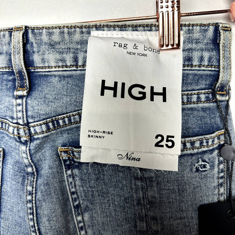 rag & bone NWT Nina High Rise Button Fly Skinny Leg Denim Jeans Farrow Size 25