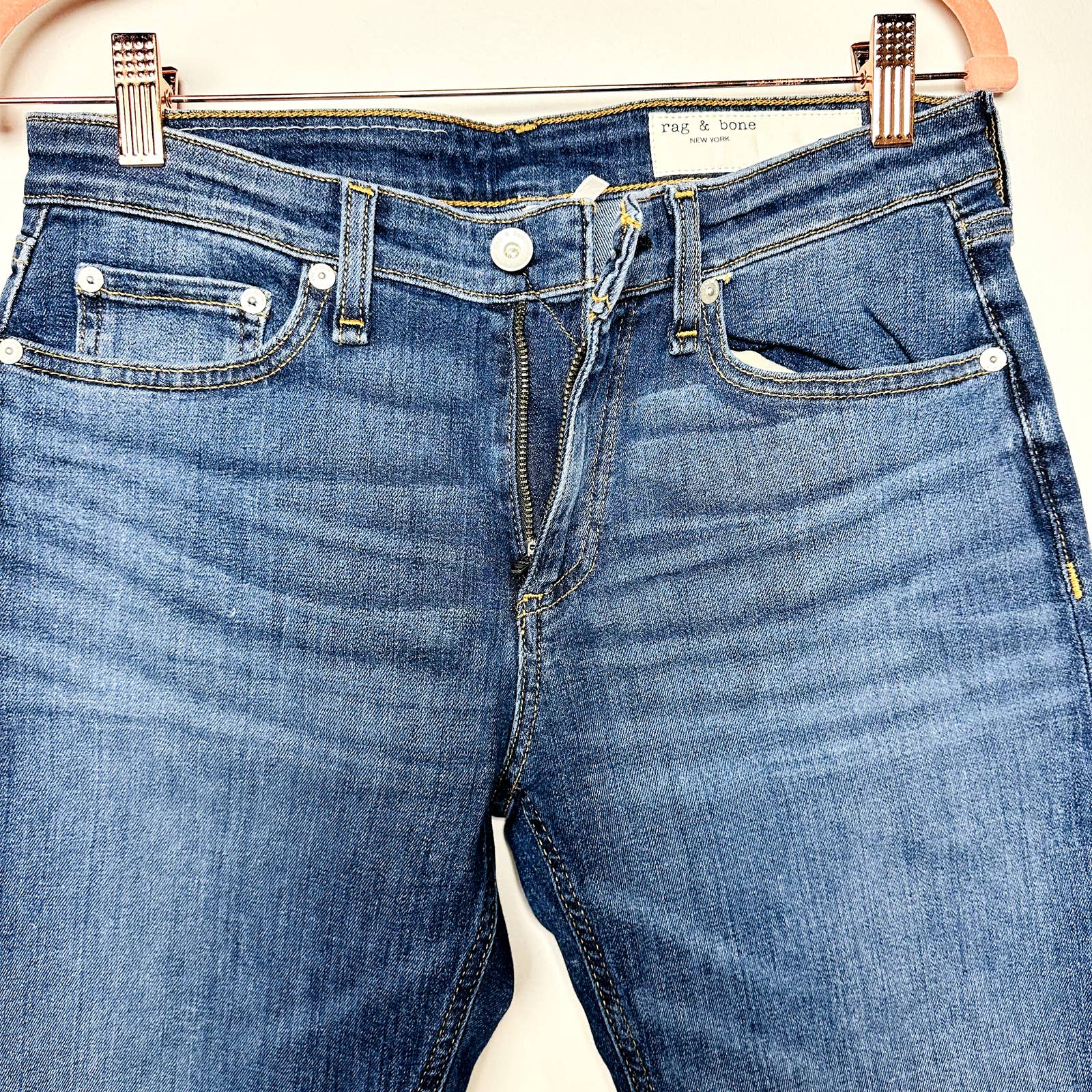 rag & bone NWT Cate Midi-Rise Classic Ankle Raw Hem Skinny Jeans Juni Size 27