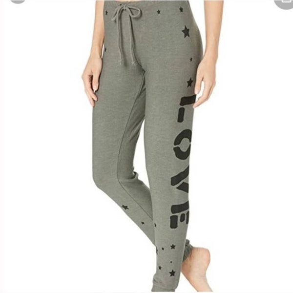 Chaser NWT Love Stars Lounge Drawstring Casual Comfy Jogger Pants Gray Sz Small